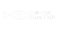 Curious blue fish logo
